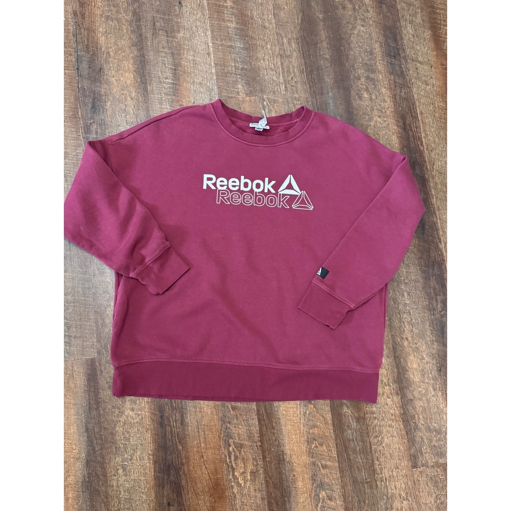 Reebok XXL Burgundy Crewneck Sweatshirt Logo Pullover Oversized Athletic